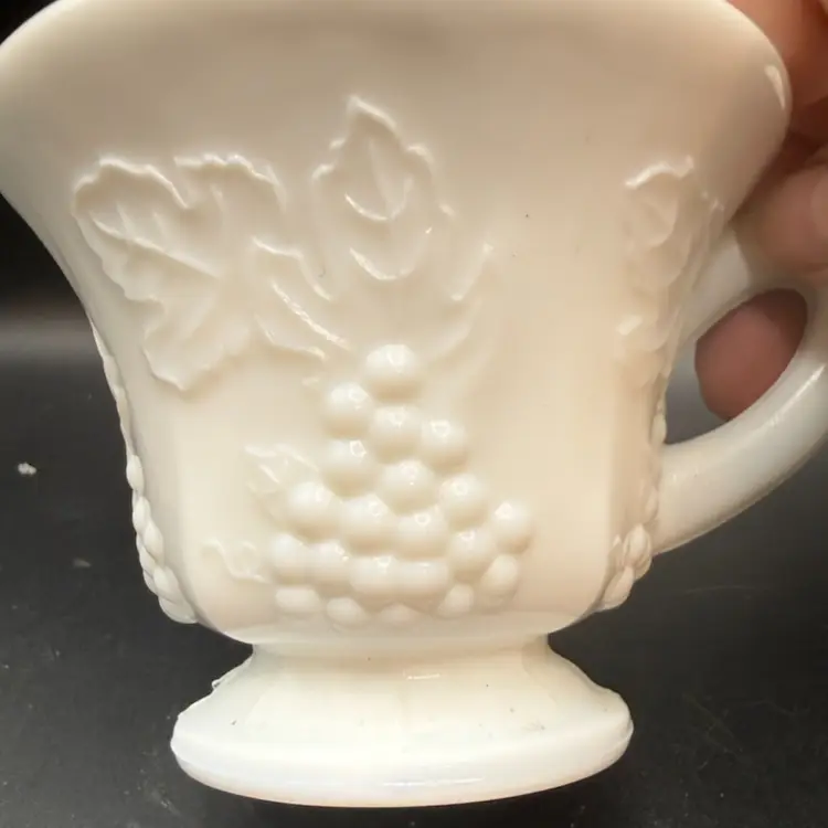 Colony Glass Harvest Grape Milk Glass Cups.