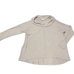 Lucky Brand Top L Oatmeal Waffle Knit Cowl Neck Cozy Casual Soft Stretch