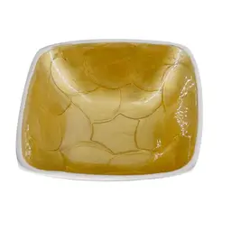 Vintage Trinket Dish Bowl By Artist Julia Knight Thumb-Swirled Pearlised Champagne-Colored Enamel On Metal Alloy1990s.