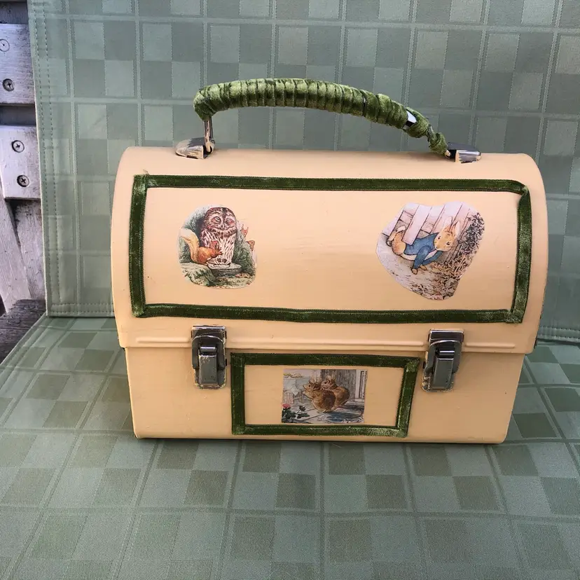 Vintage Hand Decorated Metal Lunch Box Purse