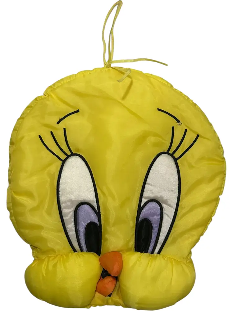 1994 Looney Toons Tweety Bird Fun Pouch Nylon Plush Hanging Decor Hook & Loop