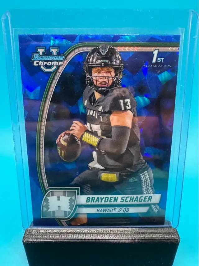 Brayden Schager 1st Bowman Chrome U Sapphire Hawaii Rainbow Warriors