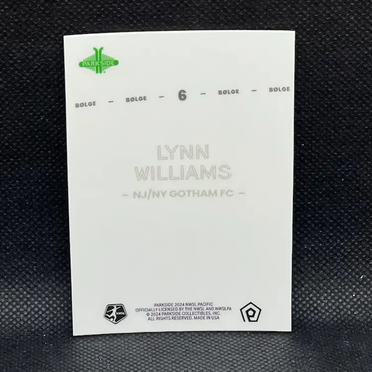 Lynn Williams 2024 Parkside Pacific NWSL Bolge 41/50 Soccer Card