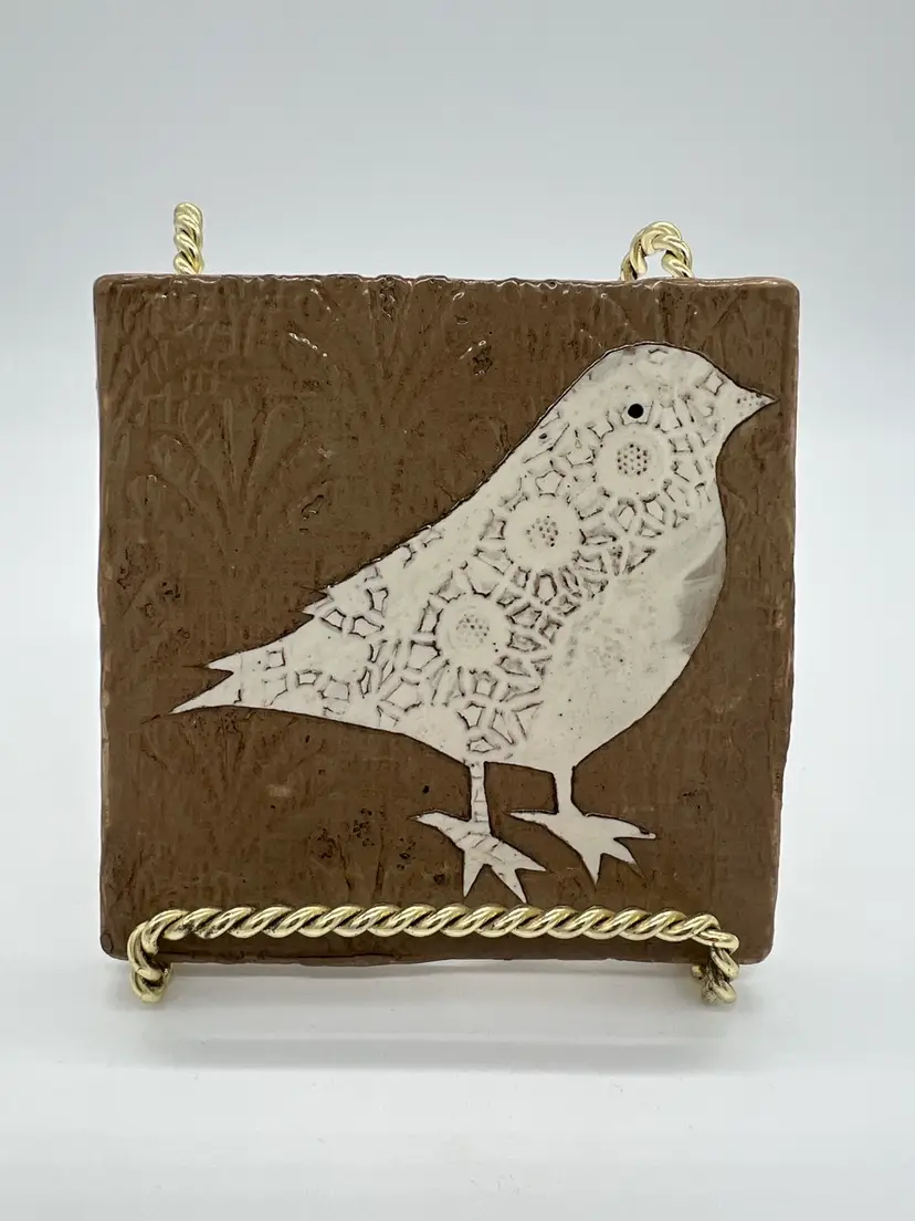 Studio Pottery Bird Tile 4”x4”