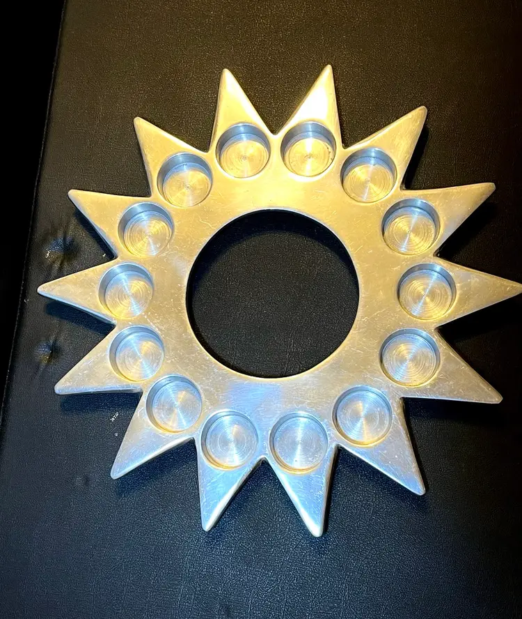 🌞✨Vintage Cast Aluminum Sunburst Centerpiece Votive Candle Holder✨🌞