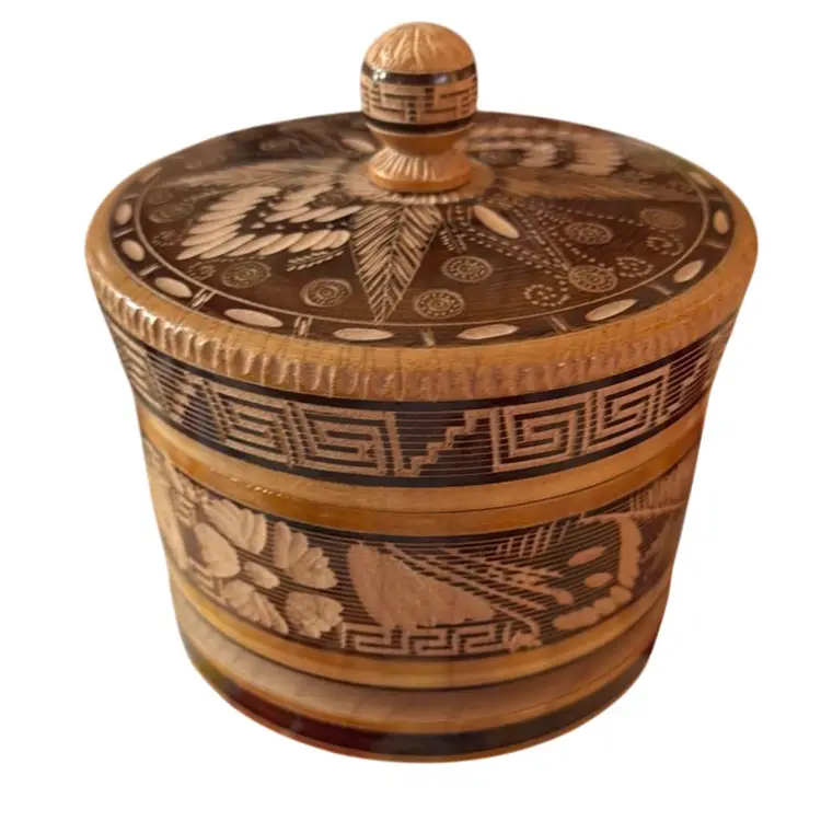 Vintage Hand Carved Box With Lid