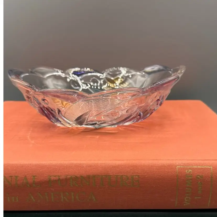 Vintage Mikasa Savoir Vivre "Key Largo" Tropical Fish Oval Art Glass Bowl, Japan 7.5”x5.5”