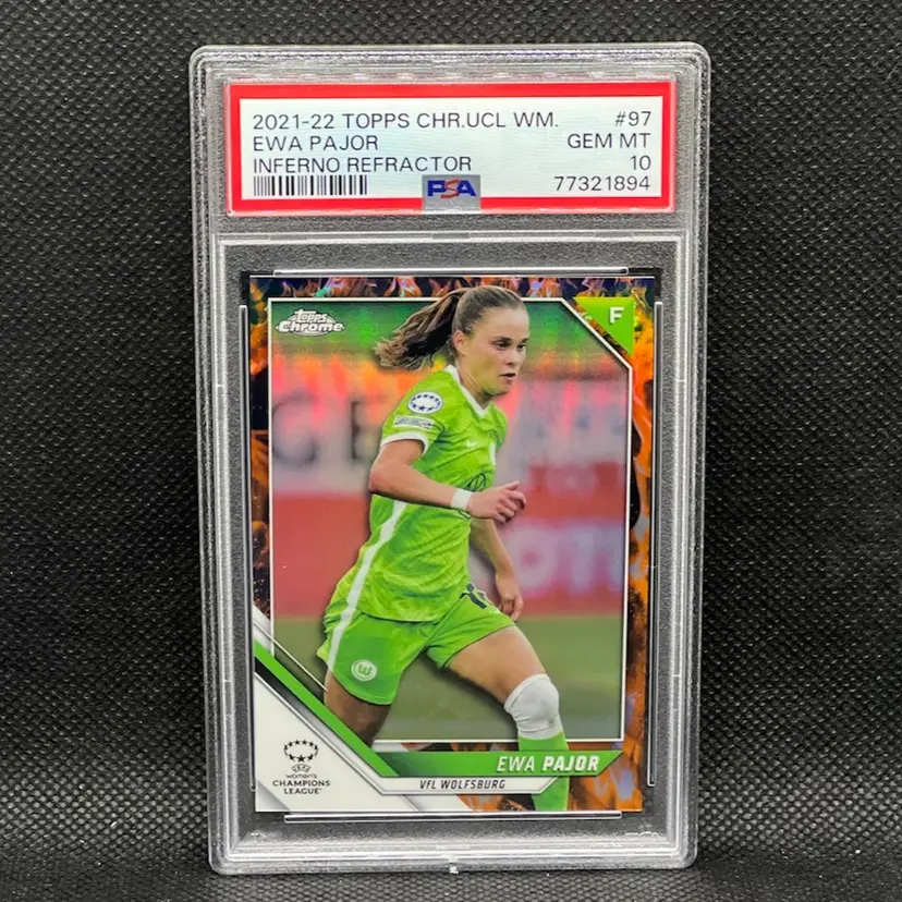 Ewa Pajor 2021/22 Topps Chrome UEFA Women Inferno Refractor /75 PSA 10 Soccer Card