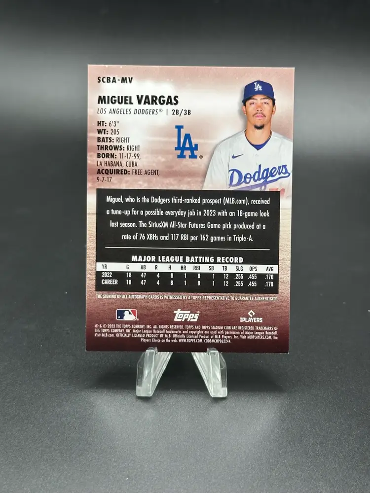 2023 Topps Stadium Club Auto Miguel Vargas #SCBA-MV Rookie Auto RC