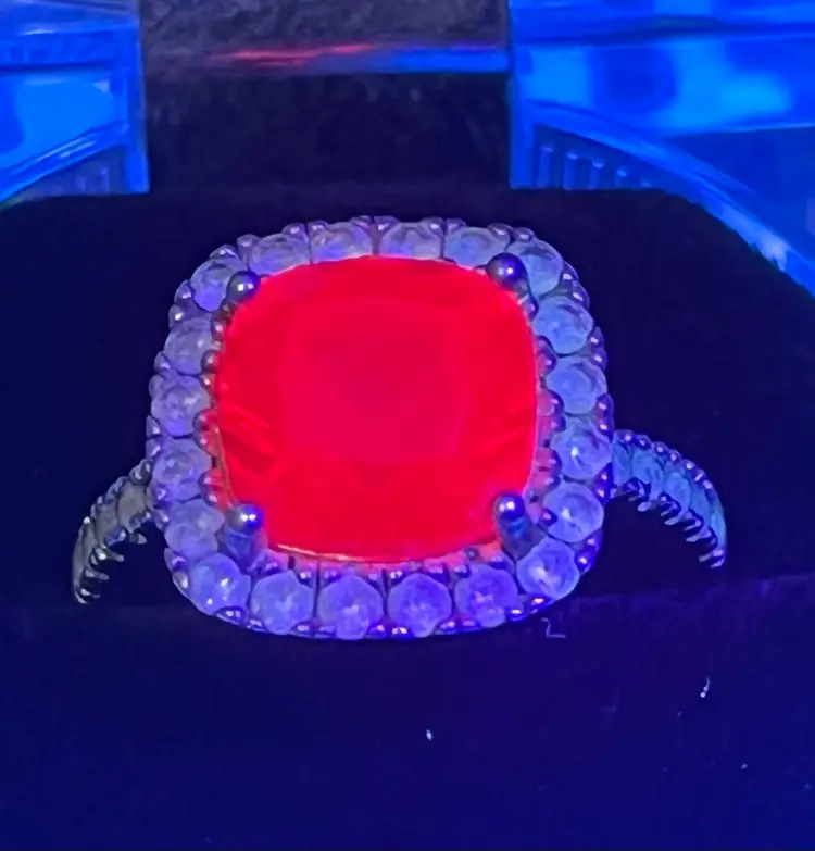 Ruby & Halo Topaz Ring Size 6.5 Michelle Albana By Lorenzo Jewelry