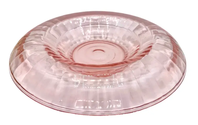 Vintage Depression Glass Large Rolled Rim Console Bowl Pink Optic Round 10.75”