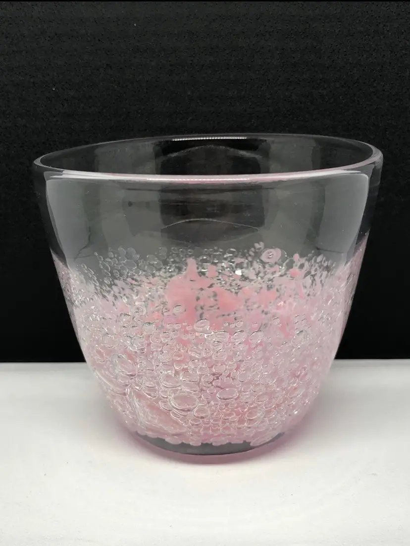 Signed Glasshytta Pedersen Norway Hand-Blown Pink Vase