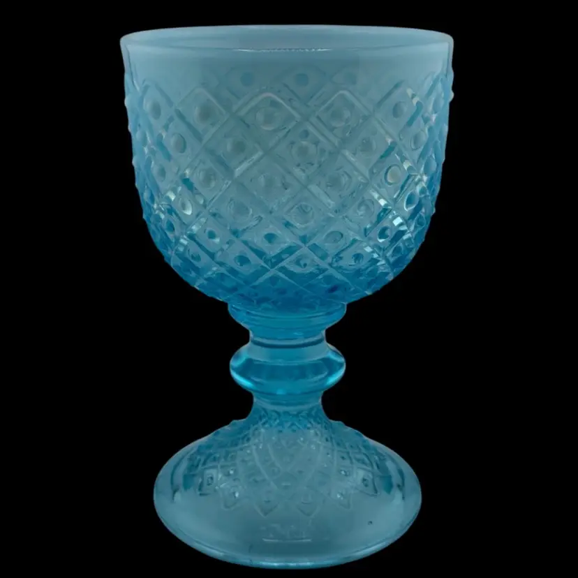 Fenton Diamond And Lace Opalescent Large Goblet Candy Dish 7 1/4 X 4 1/4"