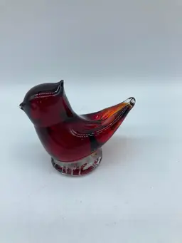 Vtg Blown Glass Cardinal Of Love, Signed Leo Ward 1996