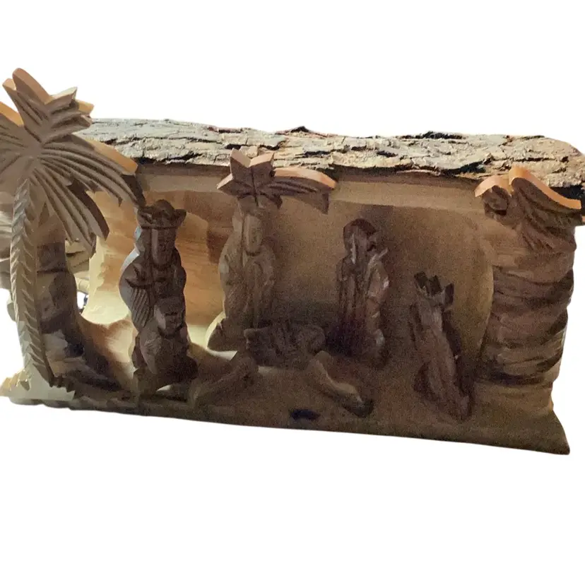 Hand carved Wooden Nativity Scene Made In Bethlehem ( #5 Brother Dave’s)