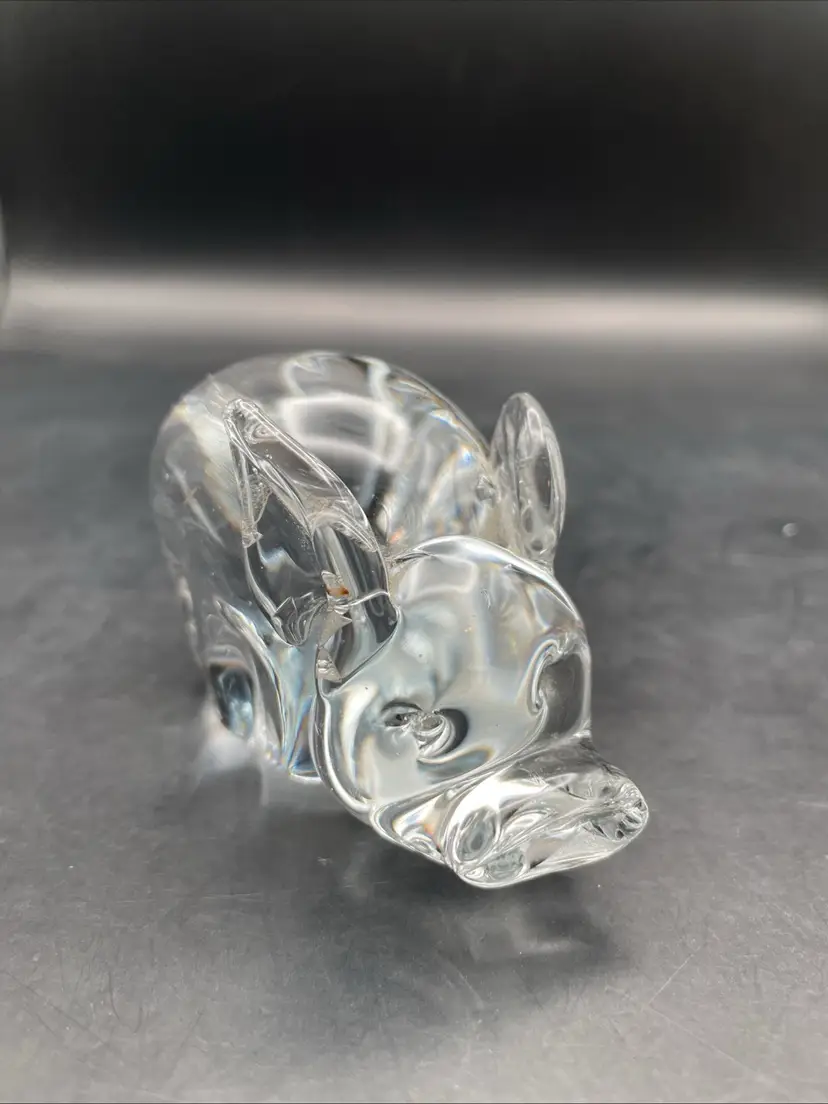 VTG Clear Art Glass Pig Paperweight