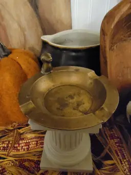 Brass Vintage 1940s Ashtray with Dog