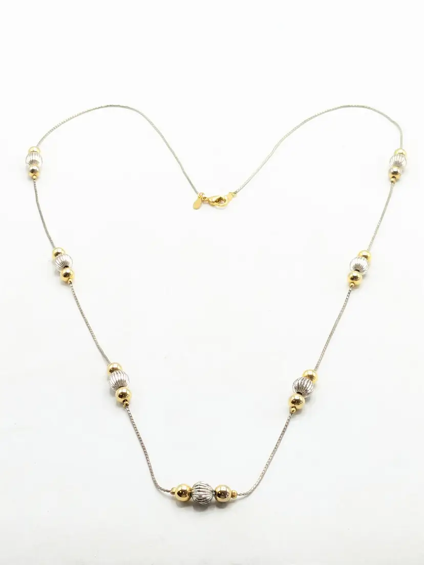 Premiere Designs Beaded Silver Gold Tone Beaded Necklace