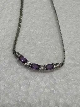 Amethyst Curved Bar 925 Sterling Silver Necklace