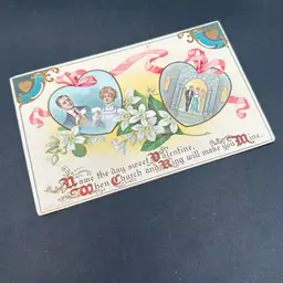 “Name The Day Sweet” Antique Happy Couple Valentine Postcard Postmarked 1910