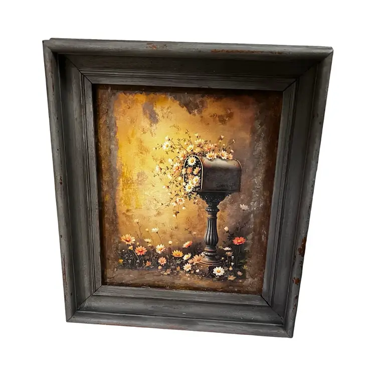 Made By Me Chippy Wood Mailbox  Farmhouse Cottagecore Art Wall Hanging Primitive Rustic