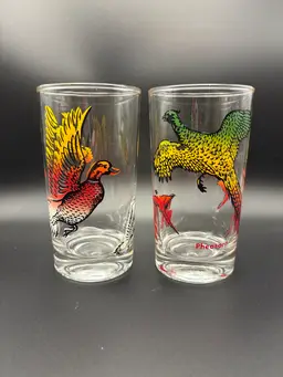 Set Of Two Pheasant And Duck Glasses