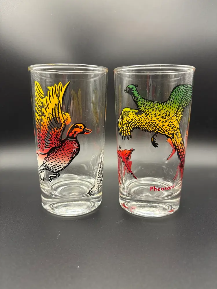 Set Of Two Pheasant And Duck Glasses