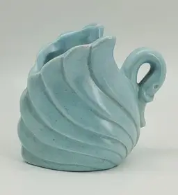 Haeger Swan Vase Planter Teal 3"