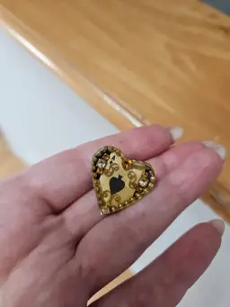 Lucite heart pin with spade detail