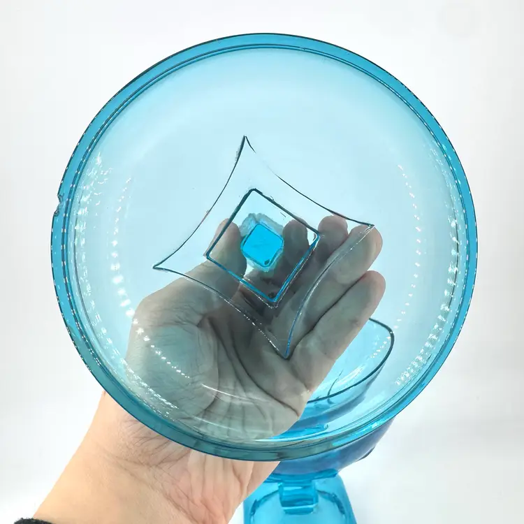 Hazel Atlas Capri Turquoise Blue Glass Lidded Candy Dish