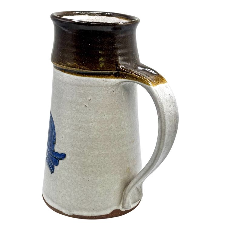 Handmade Studio Pottery Stoneware Large Mug w/Stylized Rooster