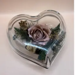 Natural Expressions Vintage Freeze Dried Real Rose In Glass Heart 3.5”