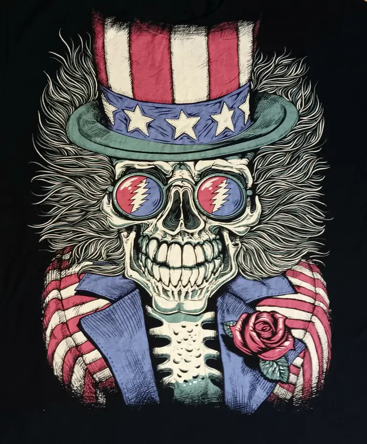 Grateful Dead Uncle Sam AOP t-shirt Jerry Gracia hippie rock ganja pot protest
