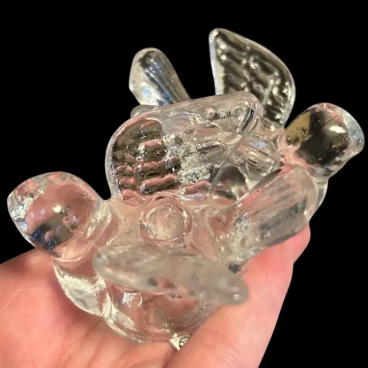 Biedermann Clear Glass Birds Pair of Mini Candle Holders