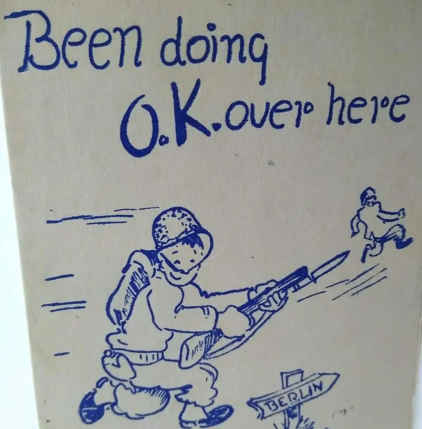 Wartime Easter Greeting Card 1944 Berlin Soldiers Weird Bunny Rabbit Humor WW2