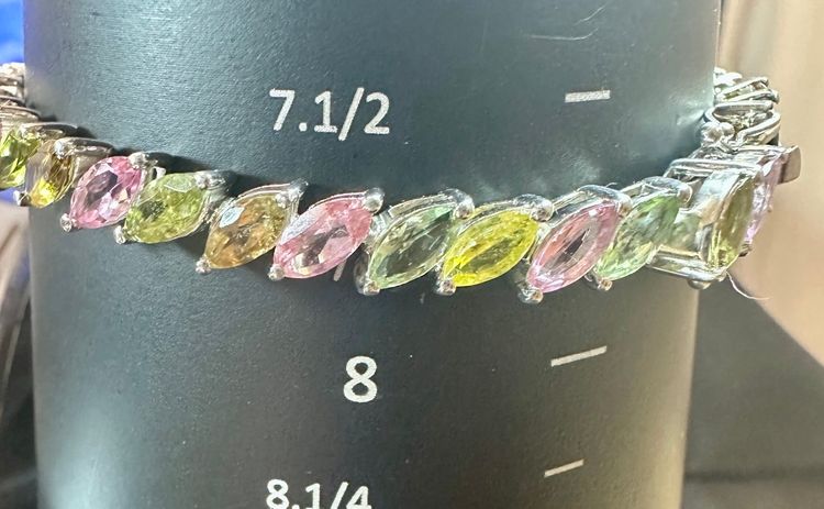 D'JOY 925 Sterling Silver Topaz Amethyst Garnet Peridot Citrine Bracelet 7.75"