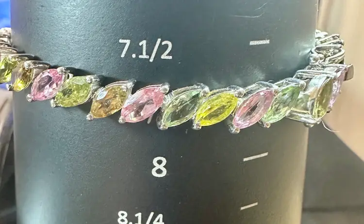 D'JOY 925 Sterling Silver Topaz Amethyst Garnet Peridot Citrine Bracelet 7.75"