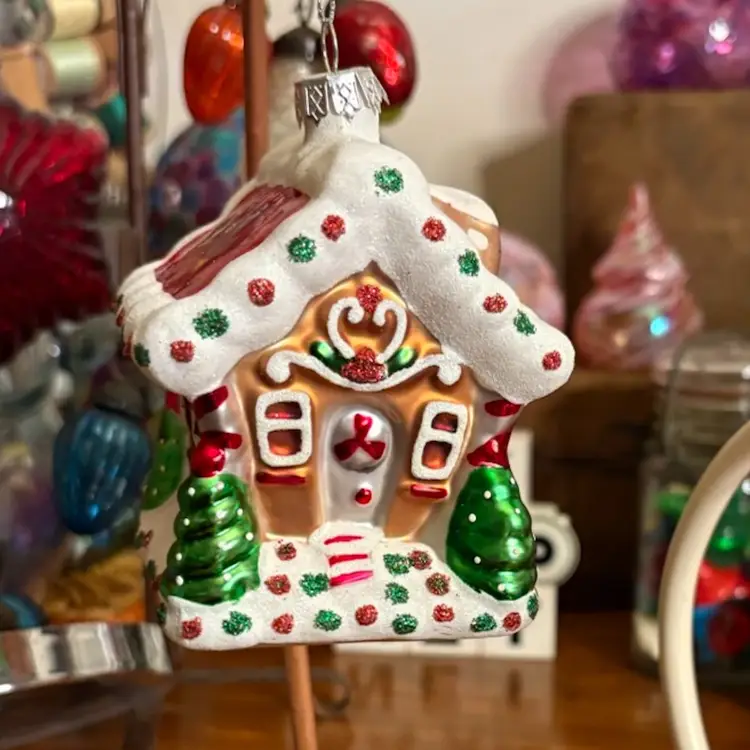 Glass Ornament Gingerbread House