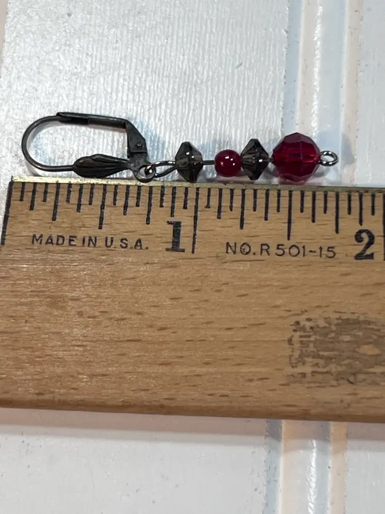 Handmade Glass Beaded Necklace And Earrings Ruby Colored