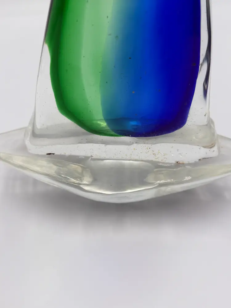 Art glass sailboat Sculpture Blue/Green clear vintage  nautical unsigned
