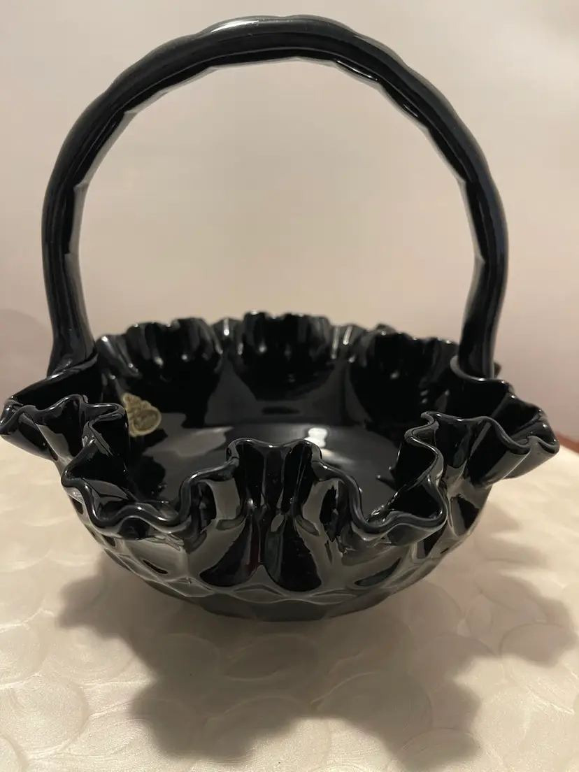 Fenton Black Thumbprint Basket
