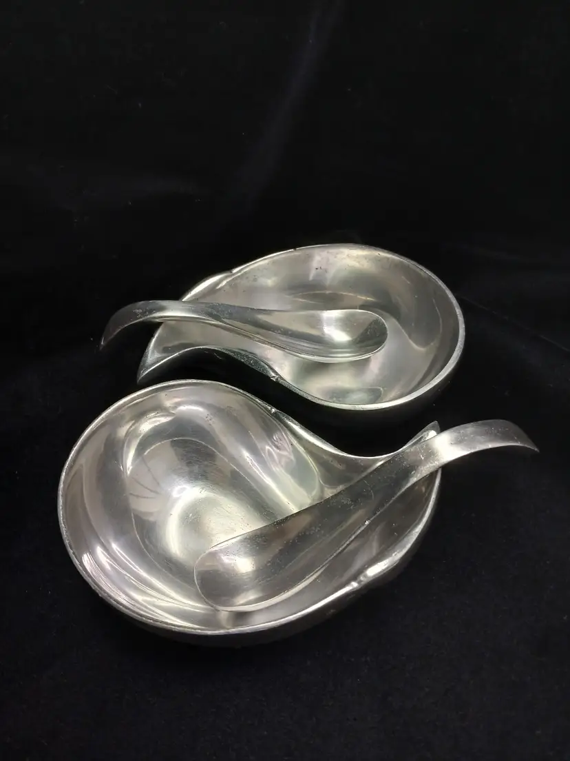 Cast Aluminum Yin Yang Bowls with Serving Spoons