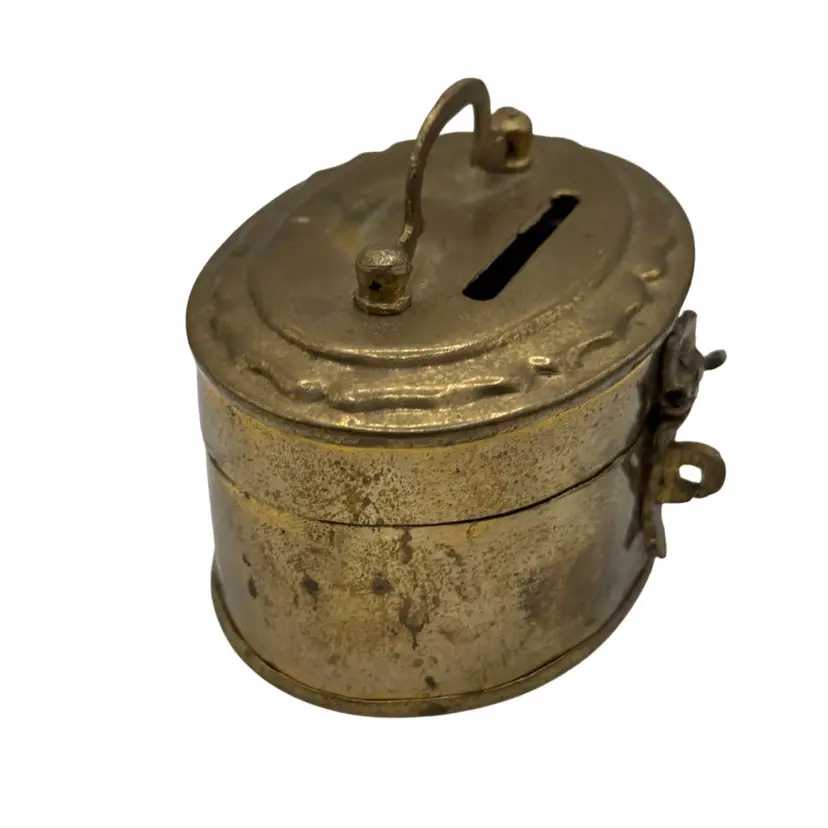 Vintage Brass Coin Bank 2 x 3 x 2.5”