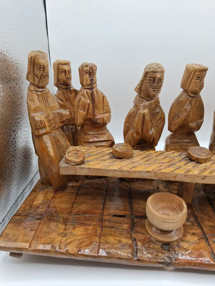 The Last Supper, Hand Carved Bethlehem Olive Tree Wood 3-D Sculpture, Beautiful! Vintage