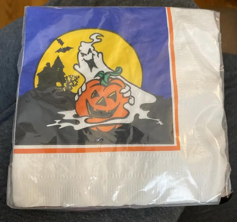 Cleo Halloween Ghost Pumpkin Beverage Napkins 2-Ply 20 Count NOS Vtg