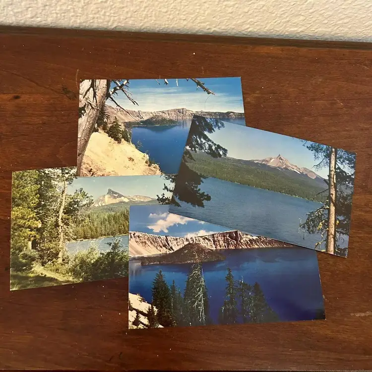 Lot Of 4 Vintage Crater Lake Post Cards Diamond Lake Mt. Thielsen Nature Ephemera