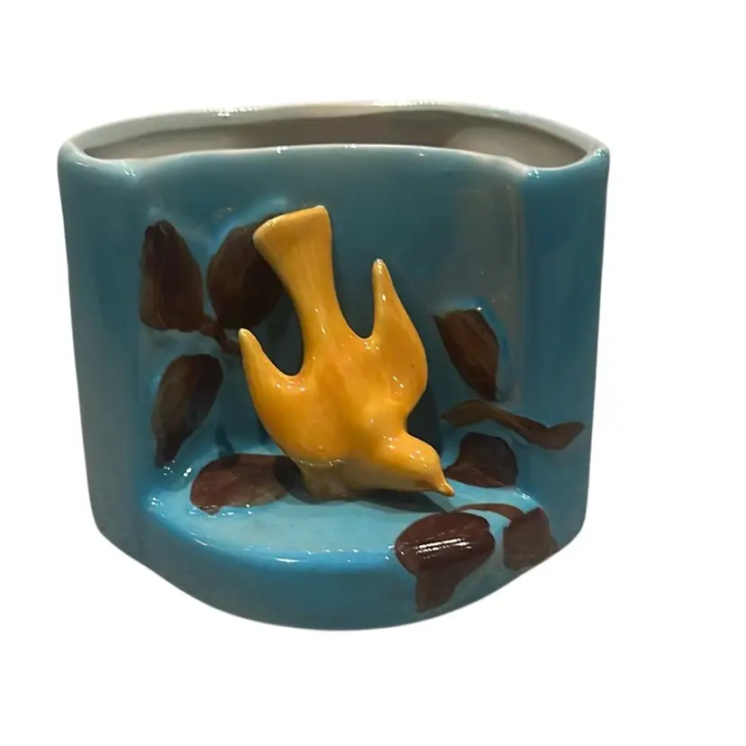 Shawnee Bird Wall Pocket Blue And Yellow