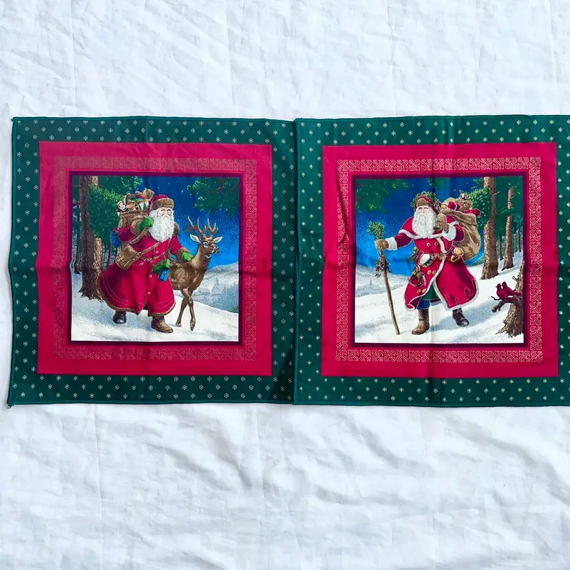 NOS Vintage Victorian Santa Christmas Table Placemat Table Decor 17x 17 Set 2