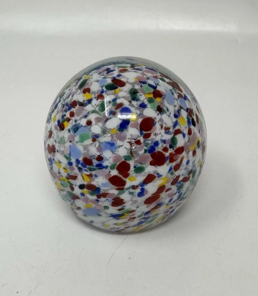 Vintage Gentile Glass Millefiori Confetti Art Glass Paperweight 2.5” H