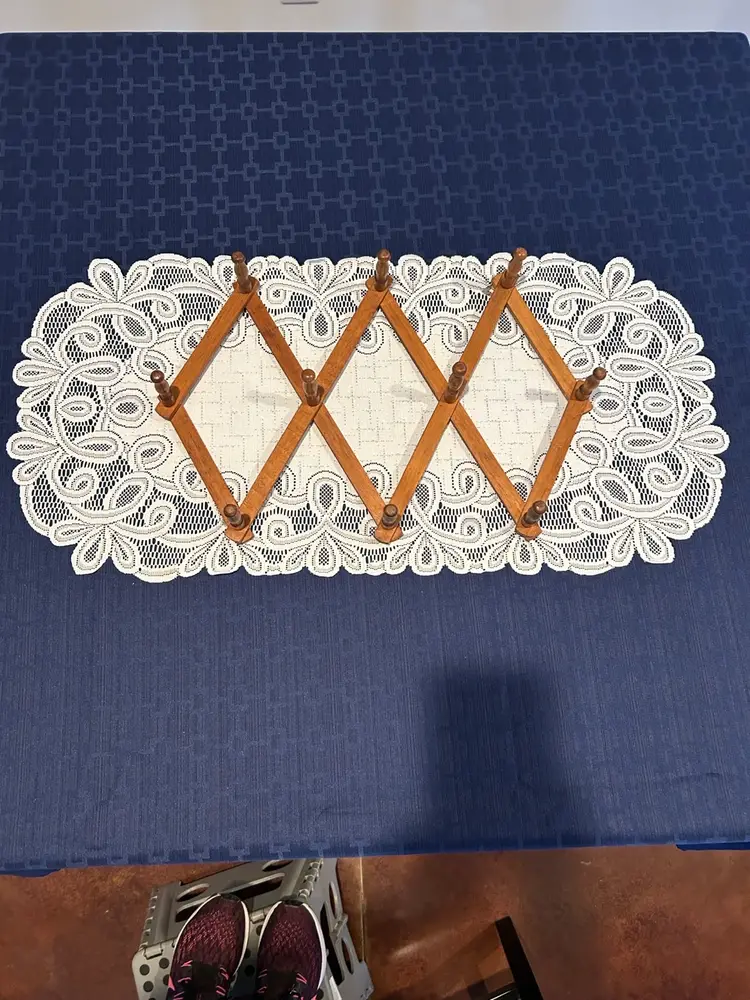 Vintage Wood Accordion Peg Rack. See Measurements In Pics